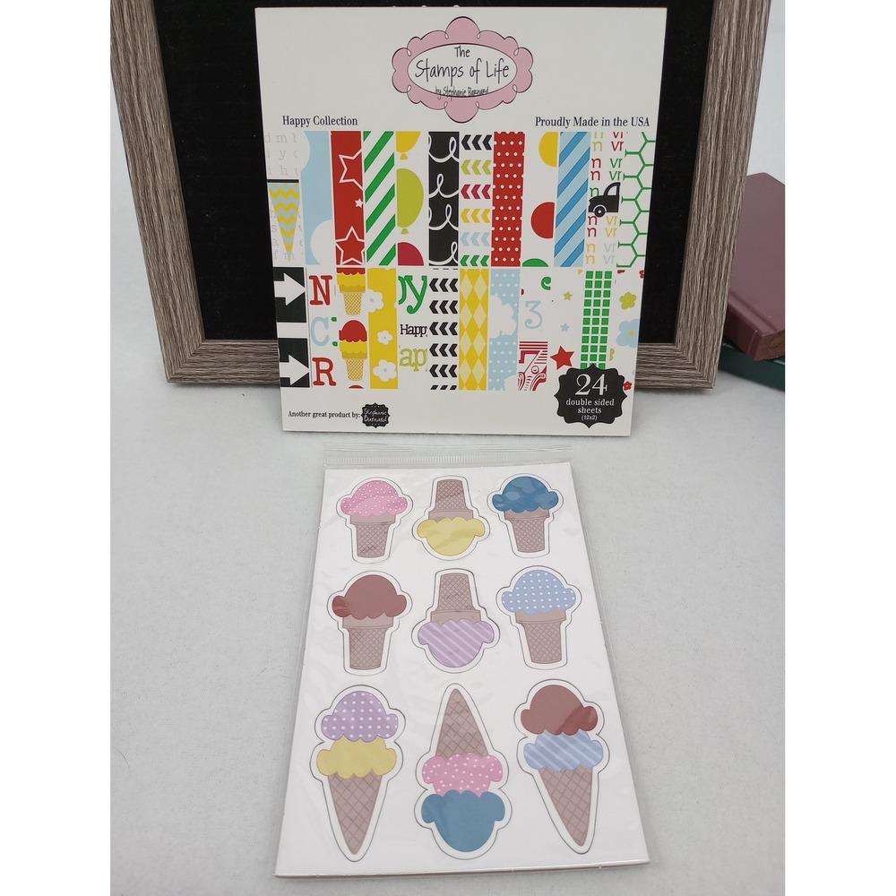 The Stamps of Life Happy Collection Paper Pad & Ice Cream Embellishments